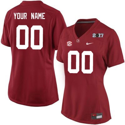 Alabama Crimson Tide Women's Custom #00 Crimson NCAA Nike Authentic Stitched Embroidered 2017 Patch College Football Jersey CS16V72PI